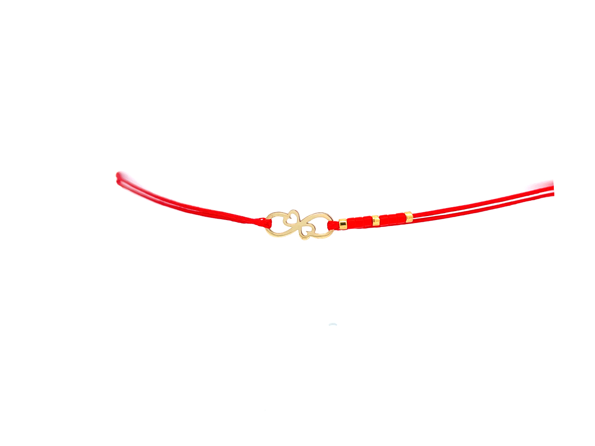 Bratara infinit cu doua inimi din aur 14 K
