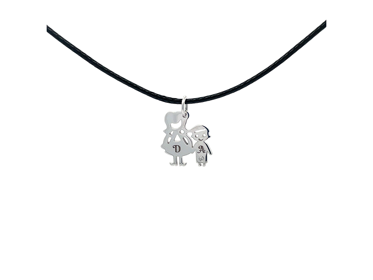 Pandant mama cu baiatul din aur 14 K cu diamant
