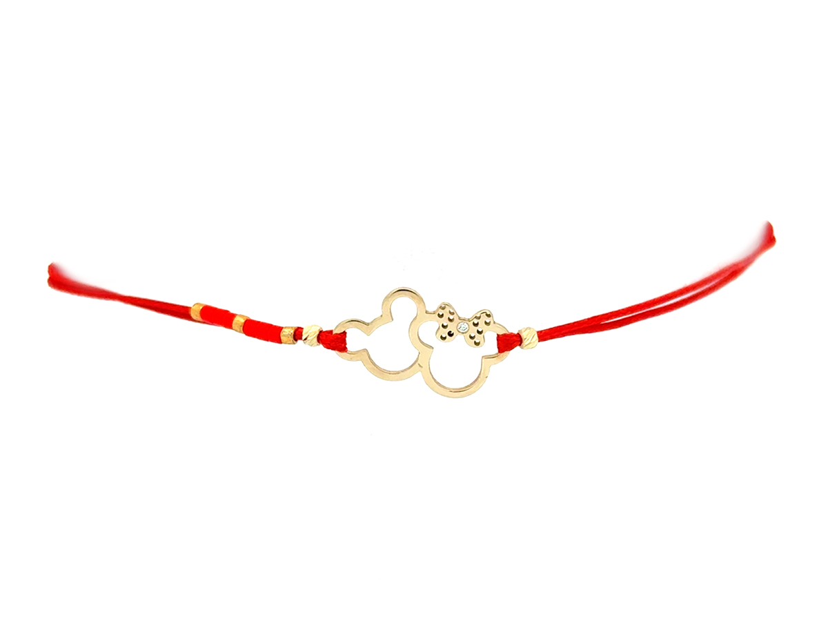 Bratara cu Minnie si Mickey din aur 14 k cu Diamant
