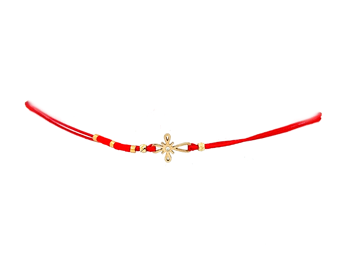 Bratara cruce din aur 14 k cu Diamant