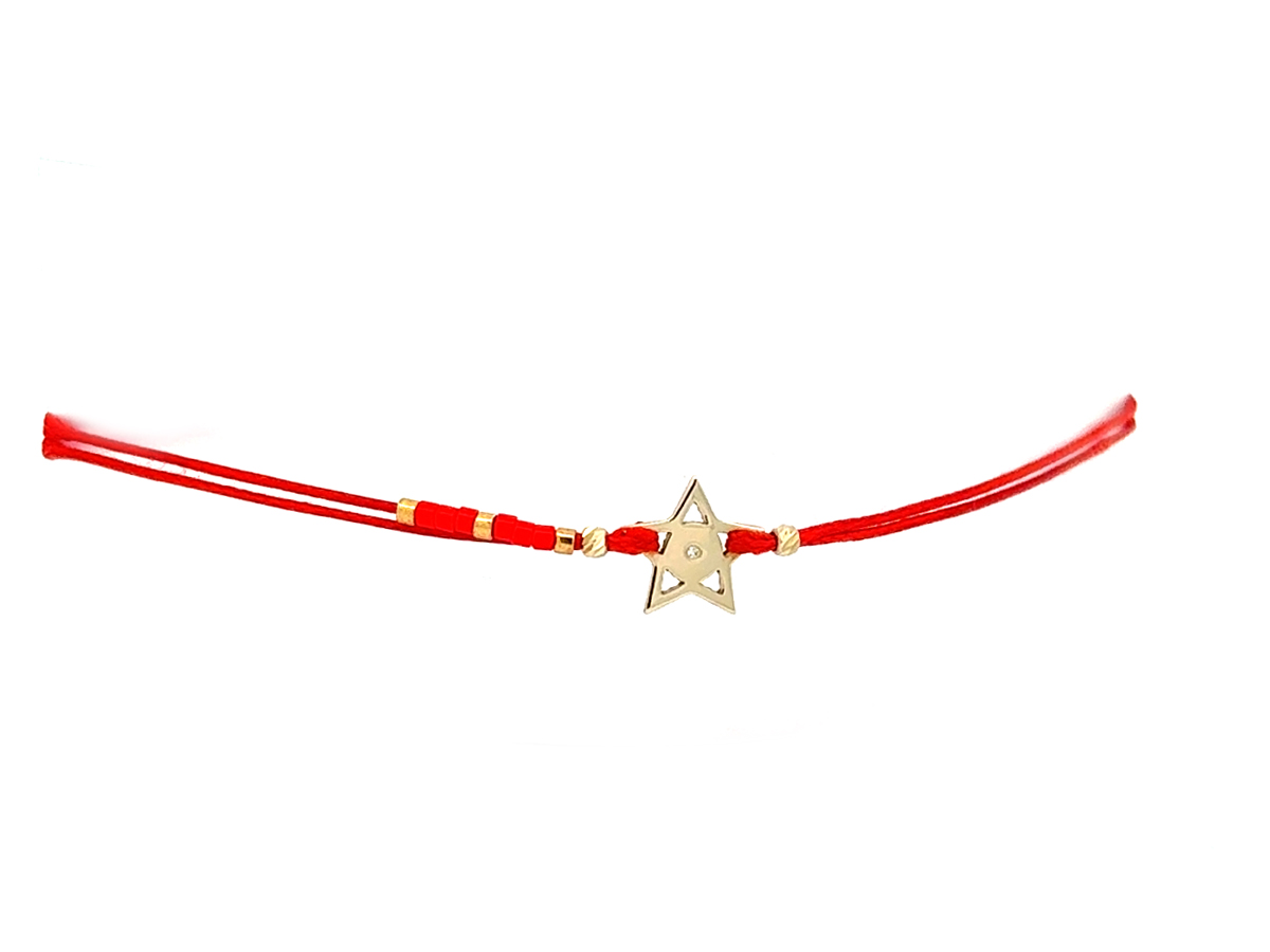 Bratara cu stea din aur 14 k cu Diamant