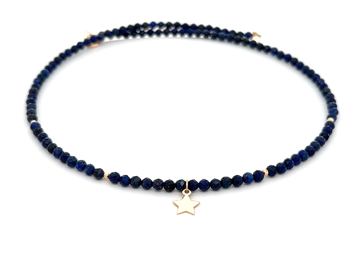 Colier cu stea din aur 14 K si lapis lazuli
