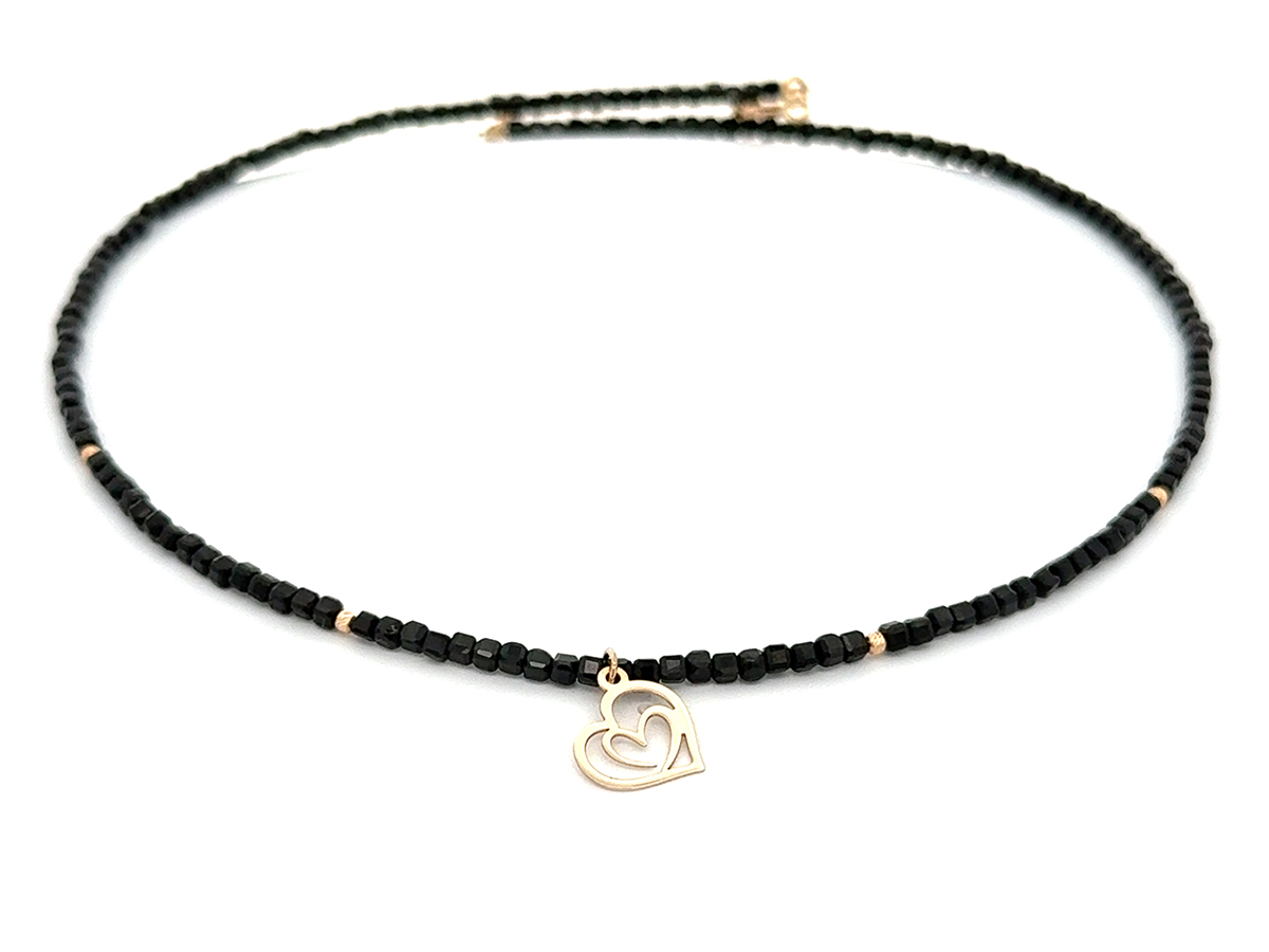 Colier cu pandant inima din aur 14 K si spinel