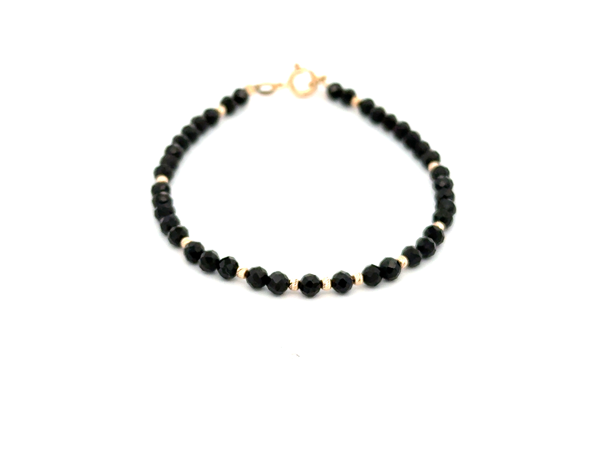 Bratara cu spinel rotund si sfere din aur 14 K